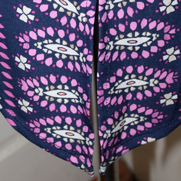 JM Collection Petite Navy Pink White Paisley Grommet Neck Poly Knit Tunic Sz PL - Picture 5 of 8